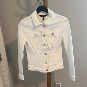 White House Black Market White Denim Jean Jacket